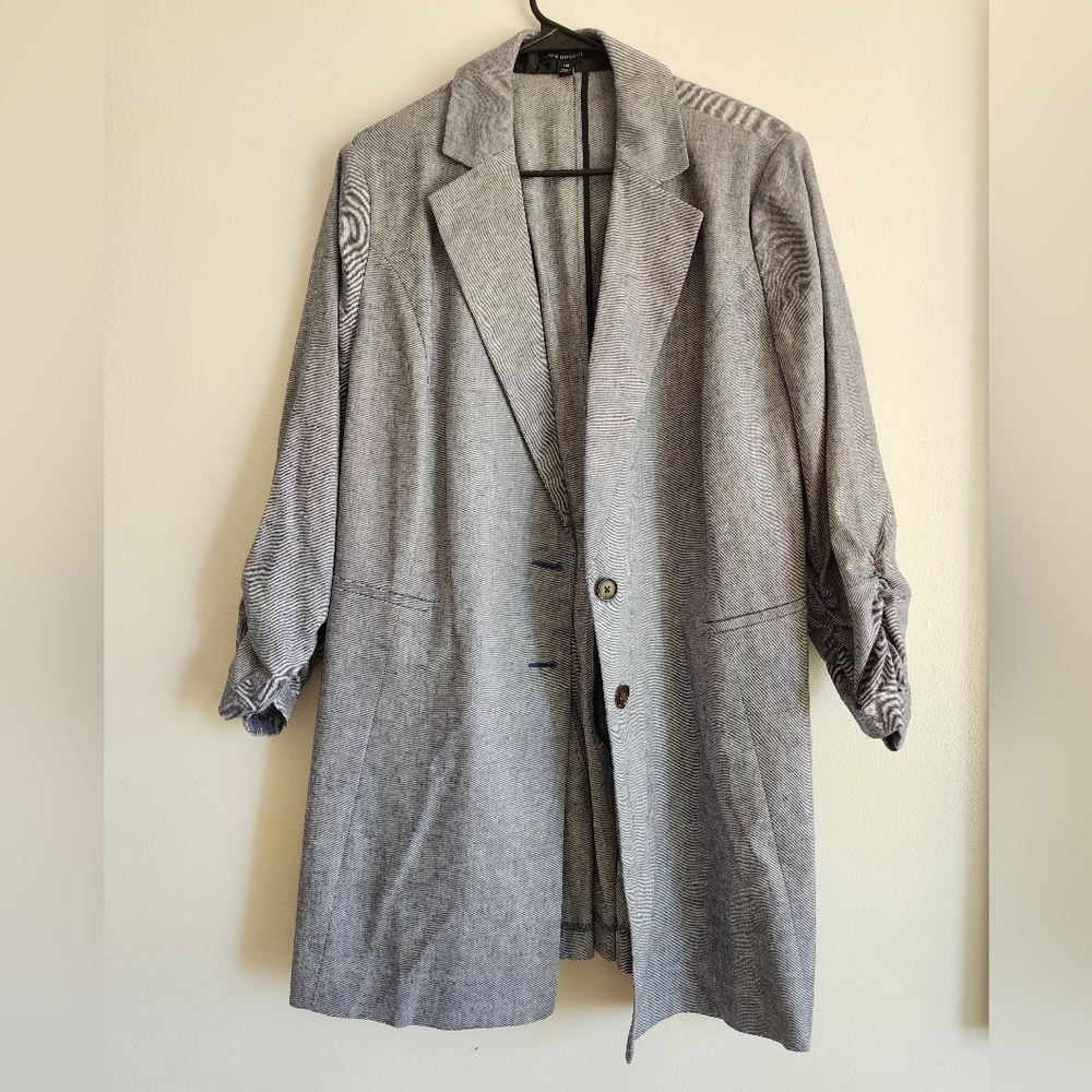 Lane Bryant Linen Cotton Blend Long Style Textured Blazer Size 18p